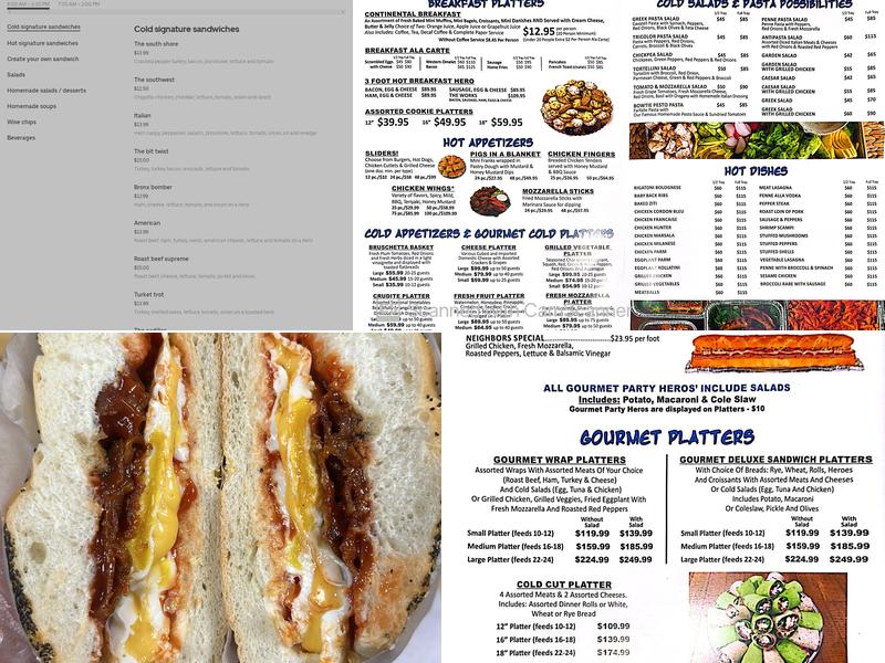 Neighbors deli & catering Menu