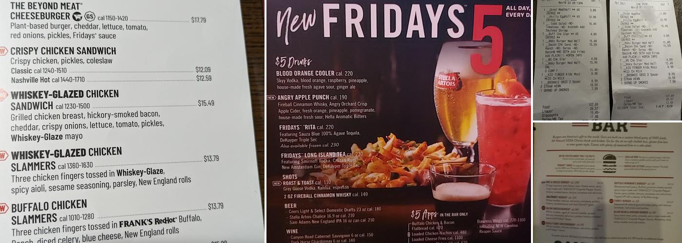 TGI Fridays Menu