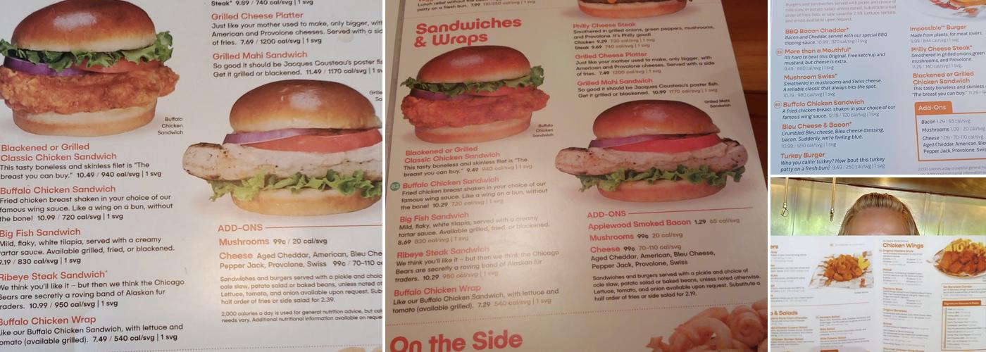 Hooters Menu