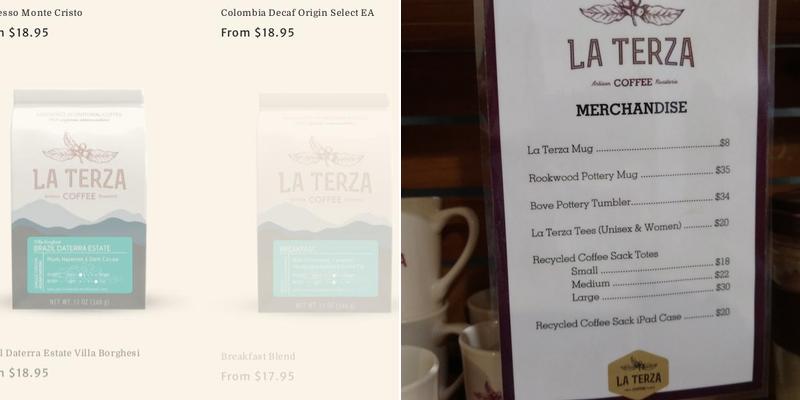 La Terza Artisan Coffee Roasterie Menu