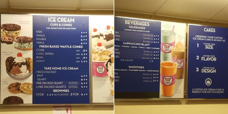 Baskin-Robbins Menu