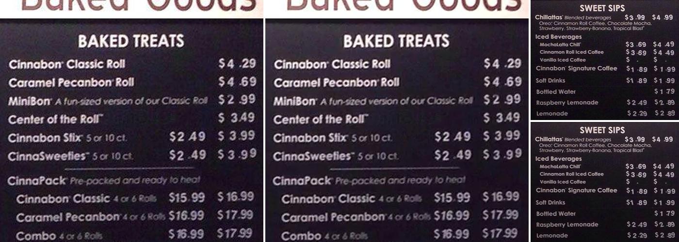 Cinnabon Menu