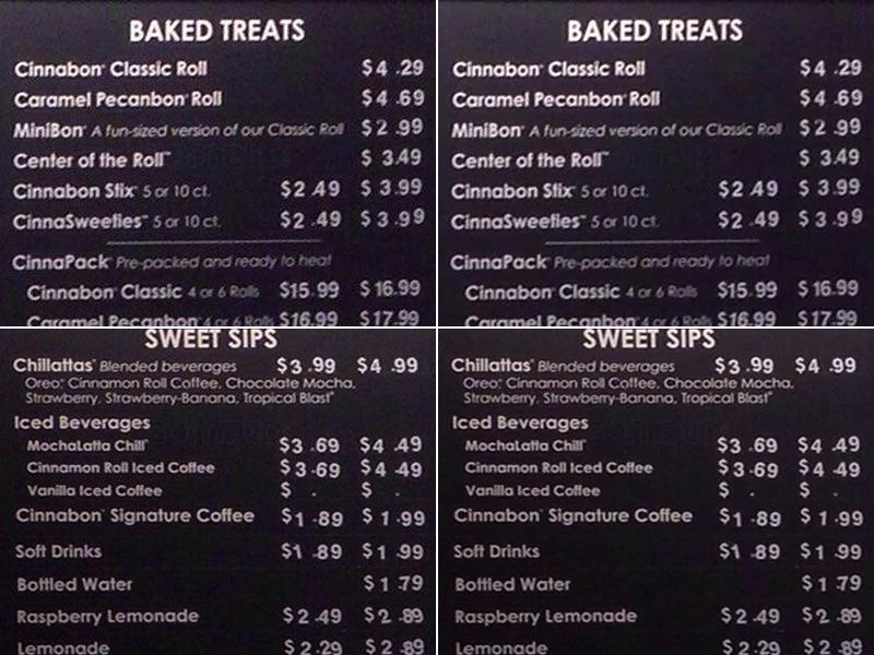 Cinnabon Menu