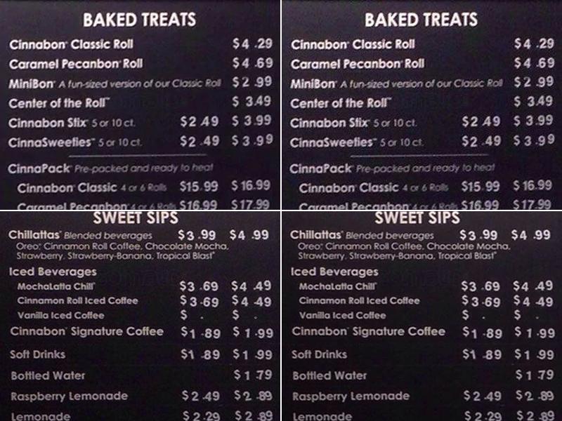 Cinnabon Menu