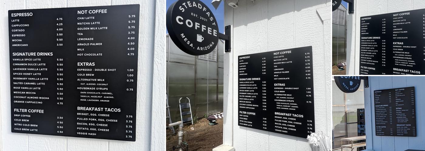 Steadfast Coffee Menu