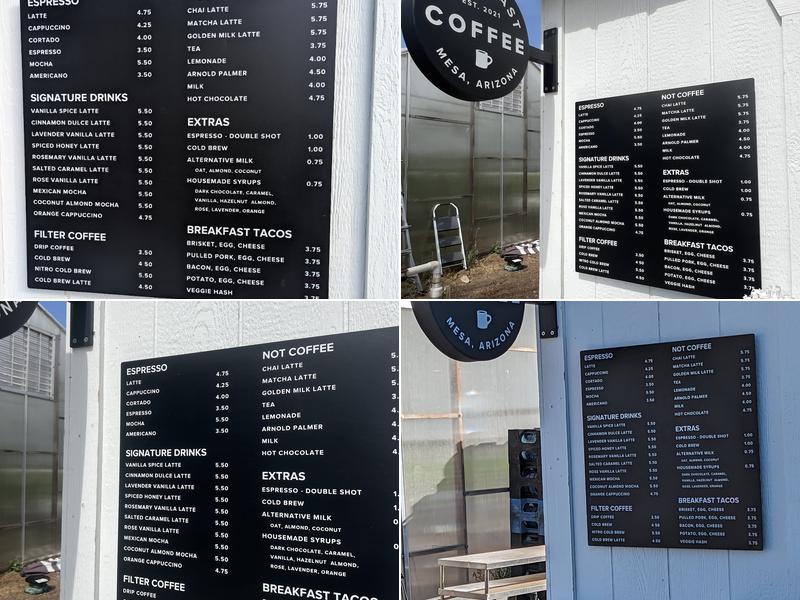 Steadfast Coffee Menu