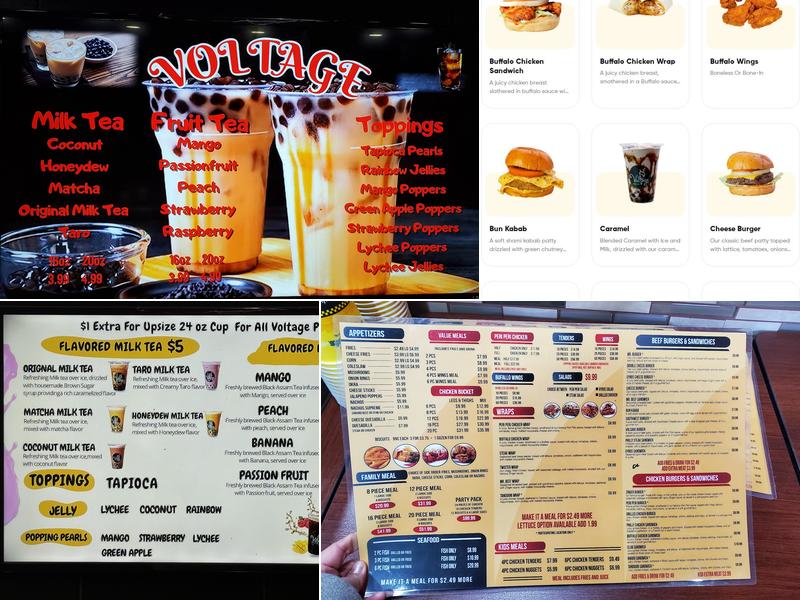 Voltage bubble tea Menu