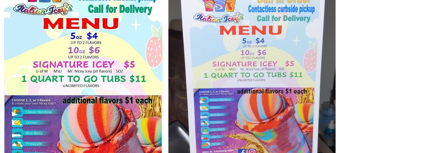 Mr. Nicey's Italian Icey's Menu