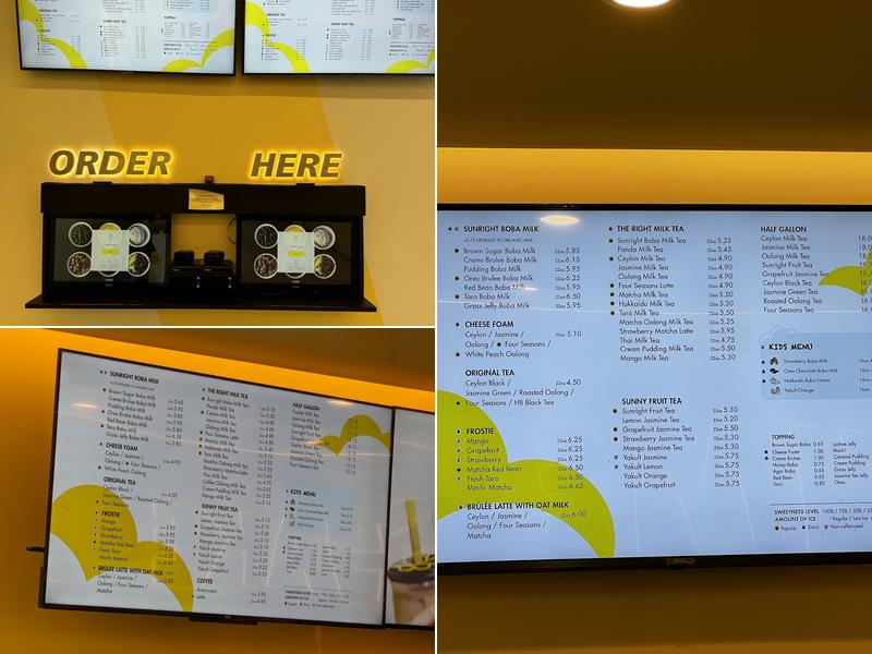 Sunright Tea Studio - Milpitas Menu