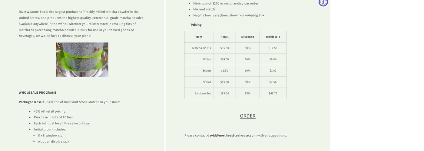 River and Stone Tea Menu