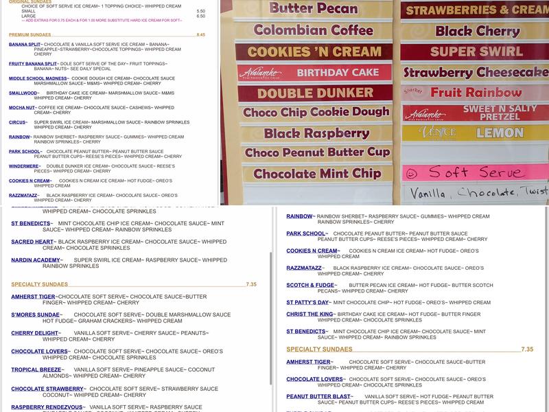 Sundae Scoops Menu