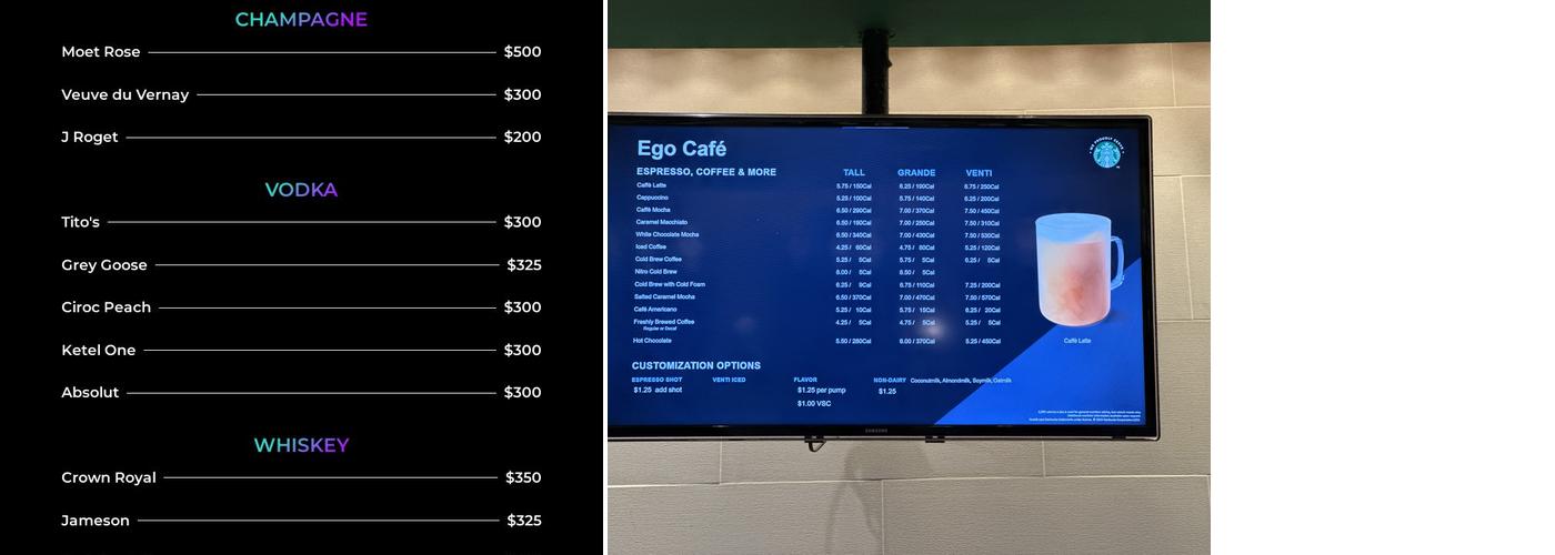 Ego Cafe Menu