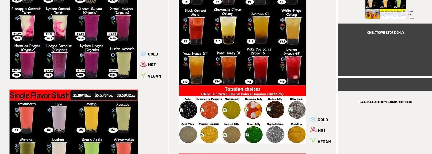 No. 1 Boba Tea Eastern Menu