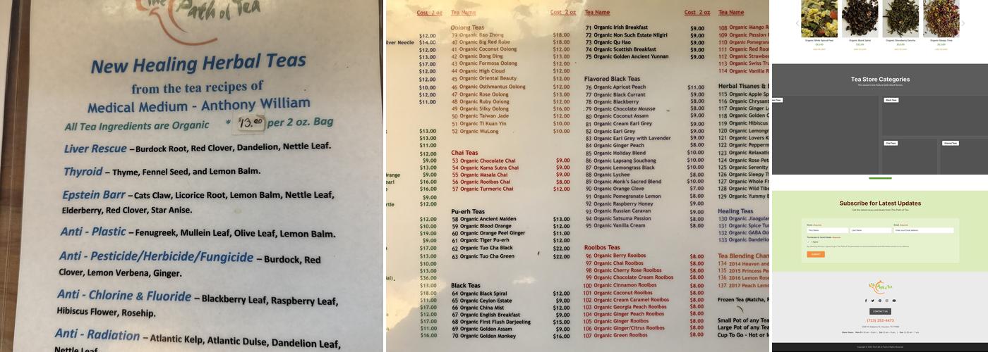 The Path of Tea Menu