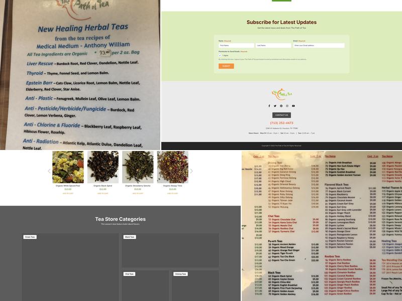 The Path of Tea Menu