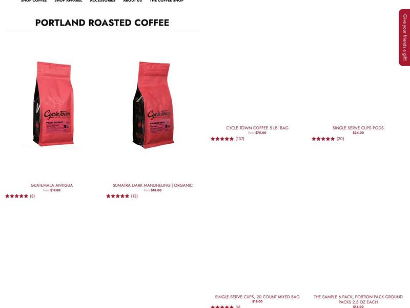 Cycle Town Coffee Roasters Menu
