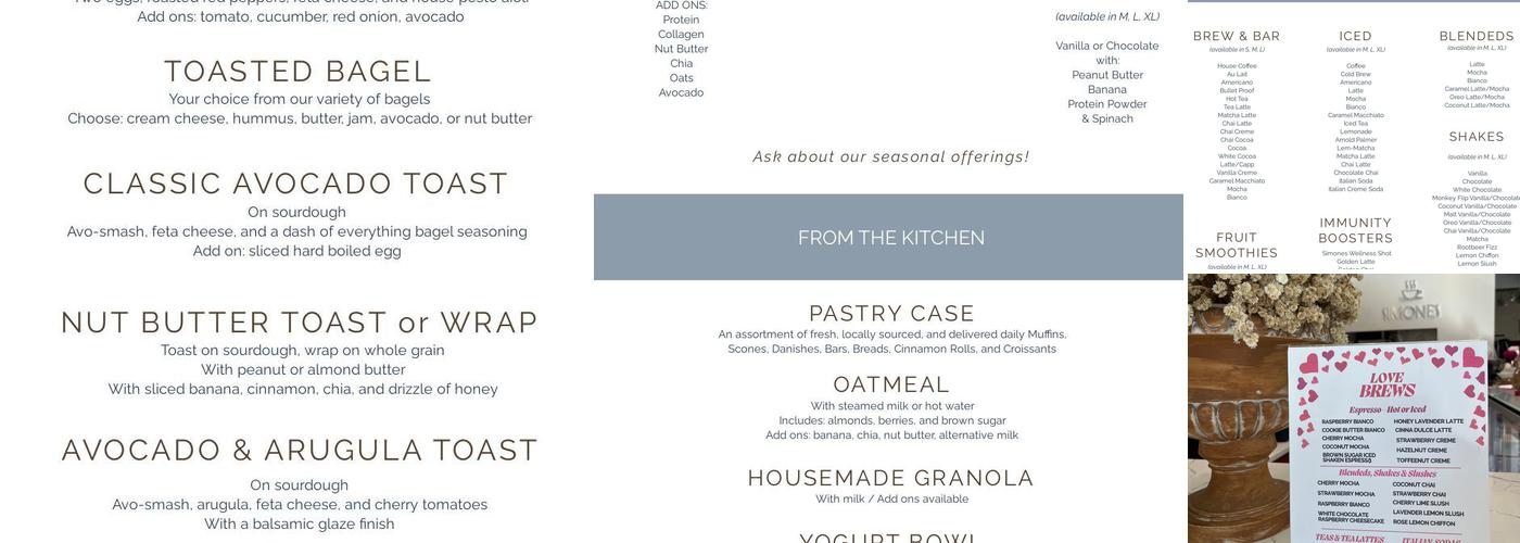 Simones Coffee & Tea Menu