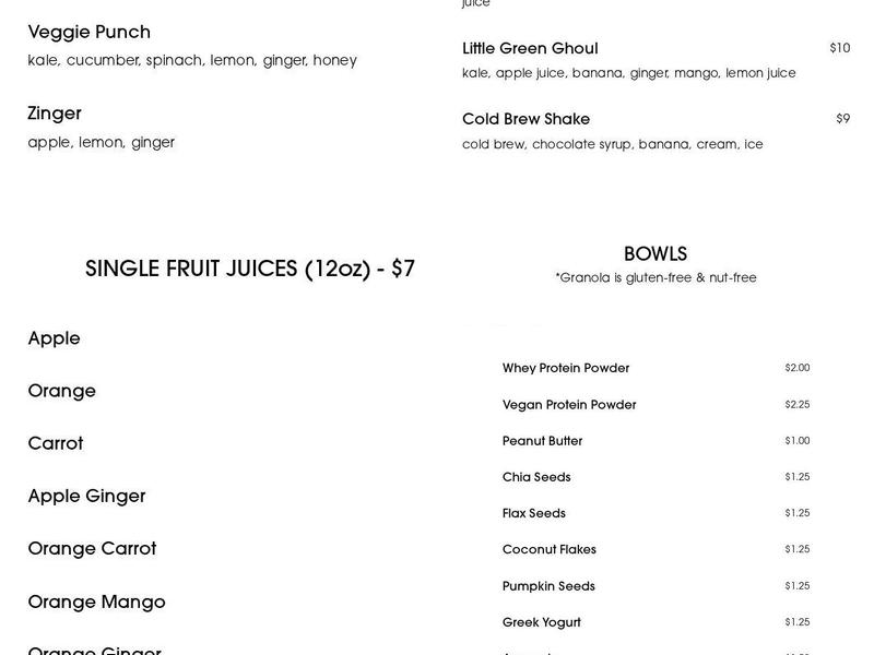Atomic Juicery Menu