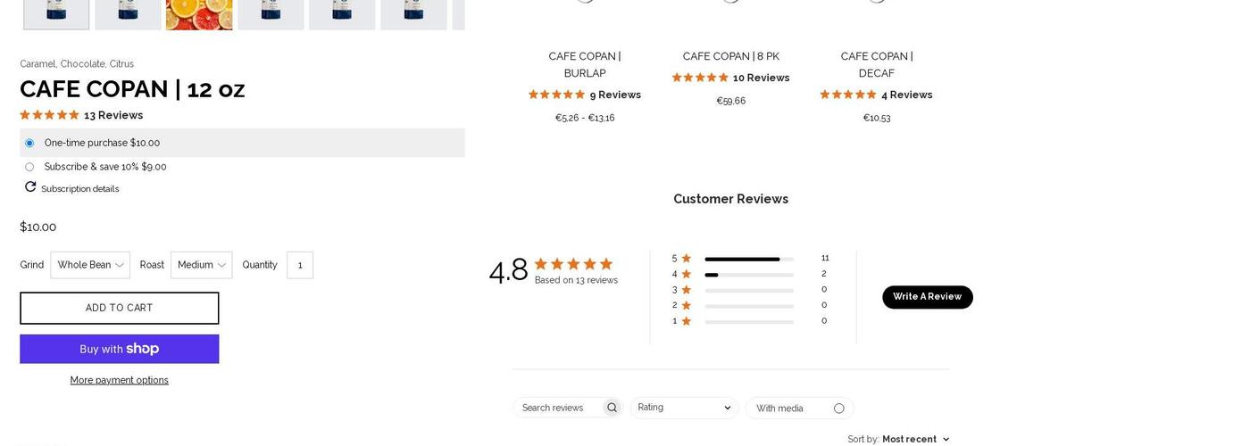 Copan Coffee Roasters, LLC Menu