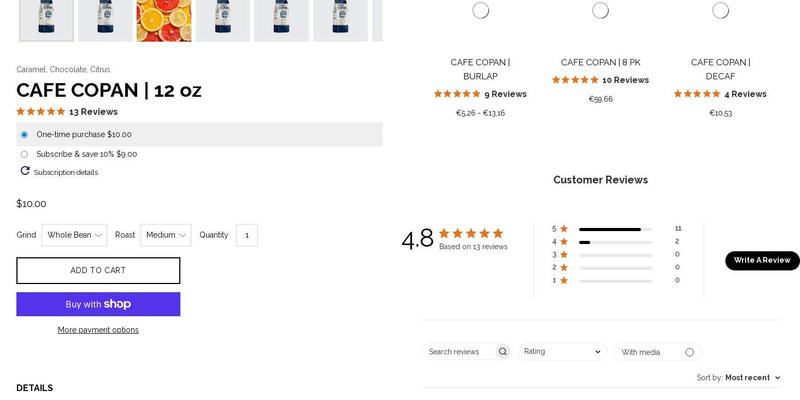 Copan Coffee Roasters, LLC Menu