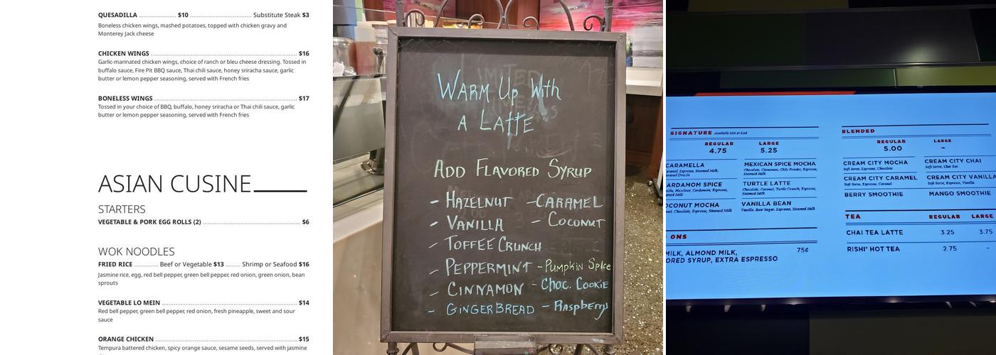 Cream City Coffee Co. Menu