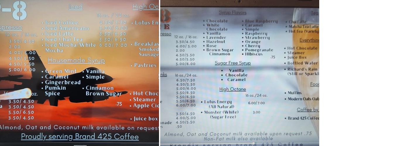 JP-8 Coffee Menu