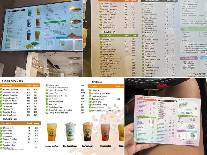 Tea Heaven Menu