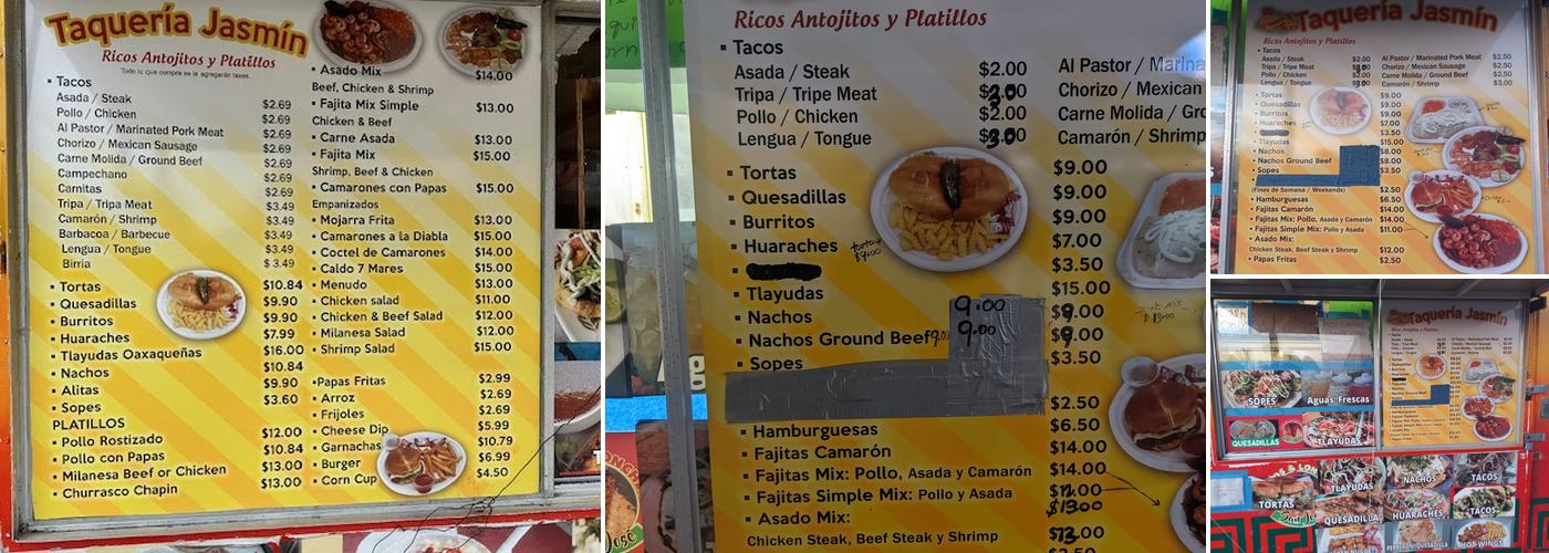 Taqueria Jasmin Menu