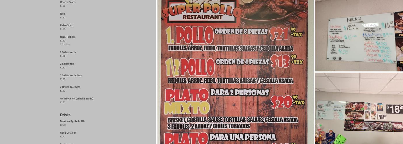 Super Pollo Menu