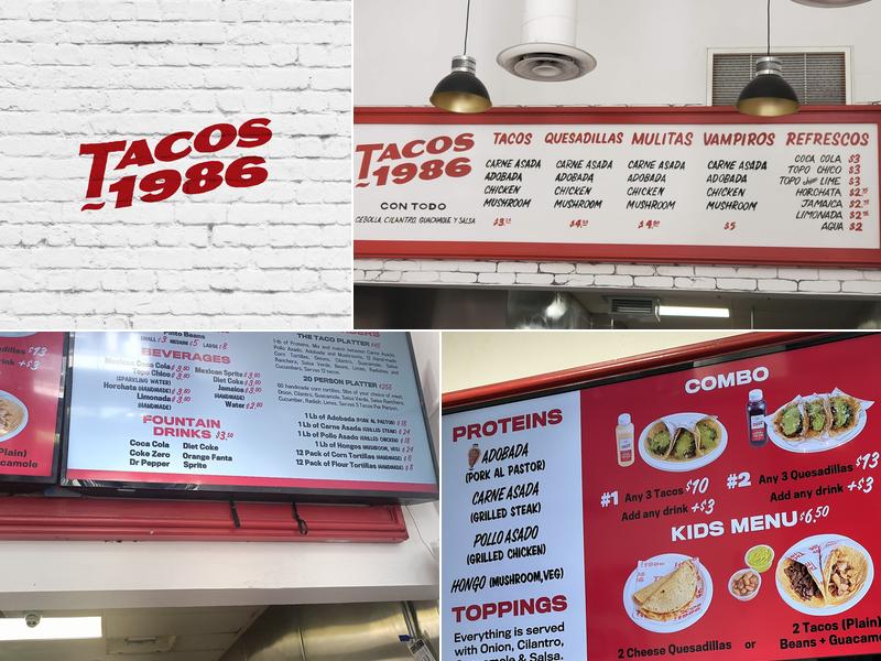 Tacos 1986 Menu