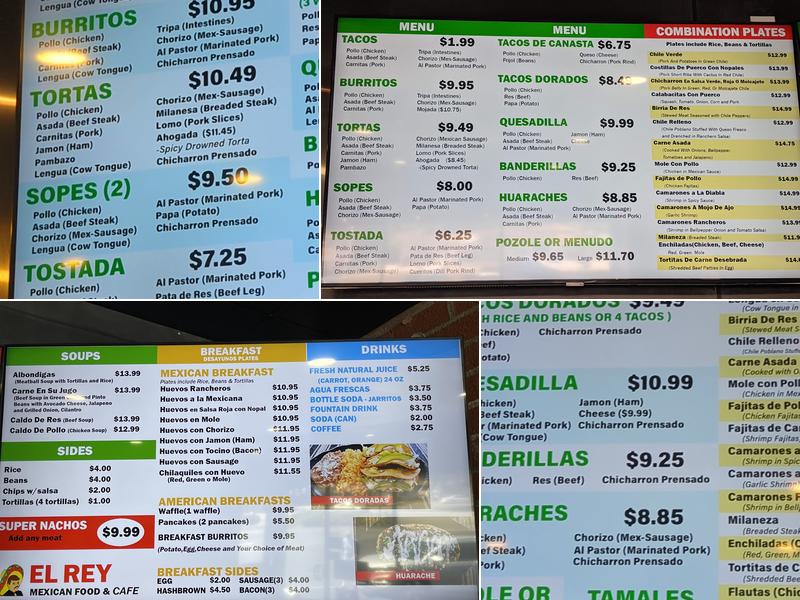 El Rey Mexican Food and Cafe Menu