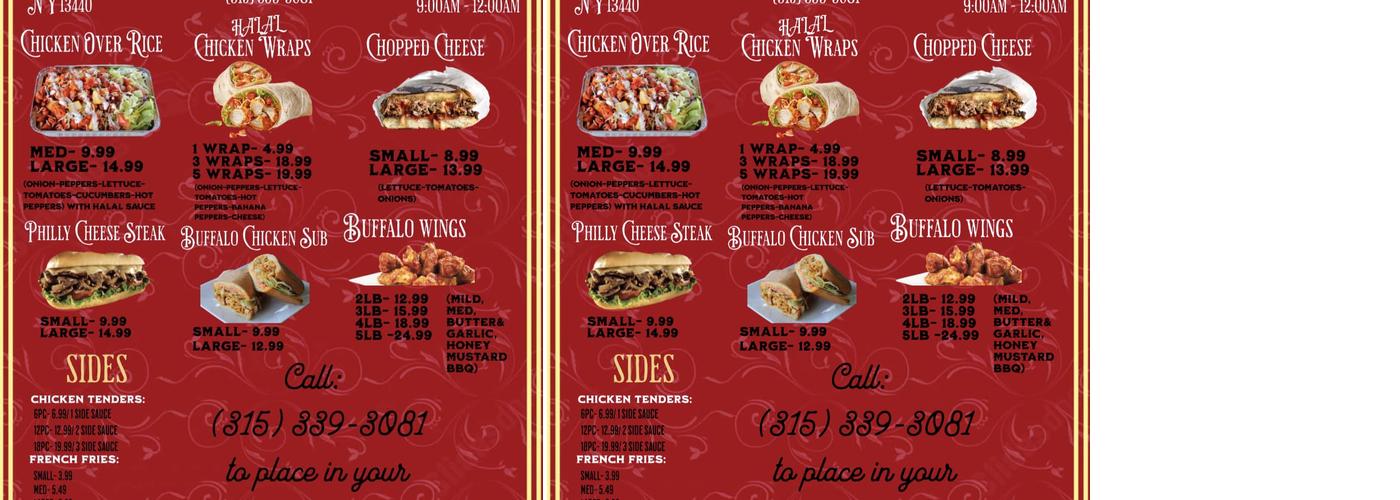 Quick and easy shop Menu