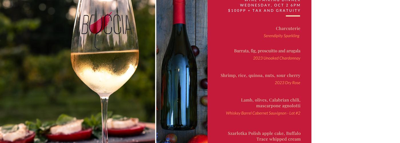 Buccia Vineyard Winery and B&B Menu