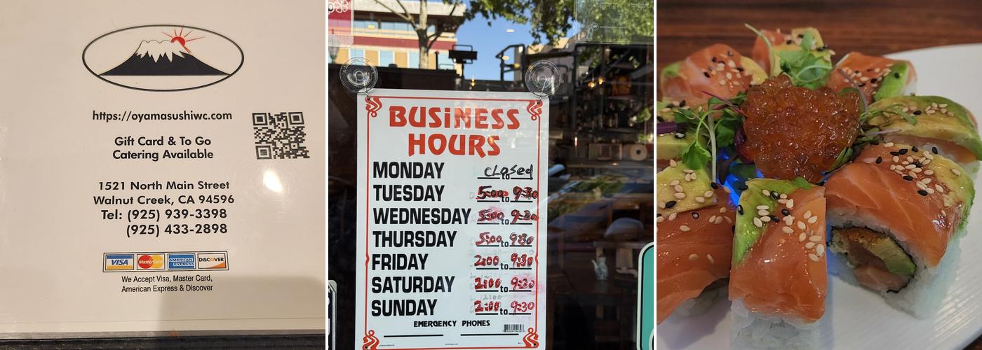 Oyama Sushi Menu