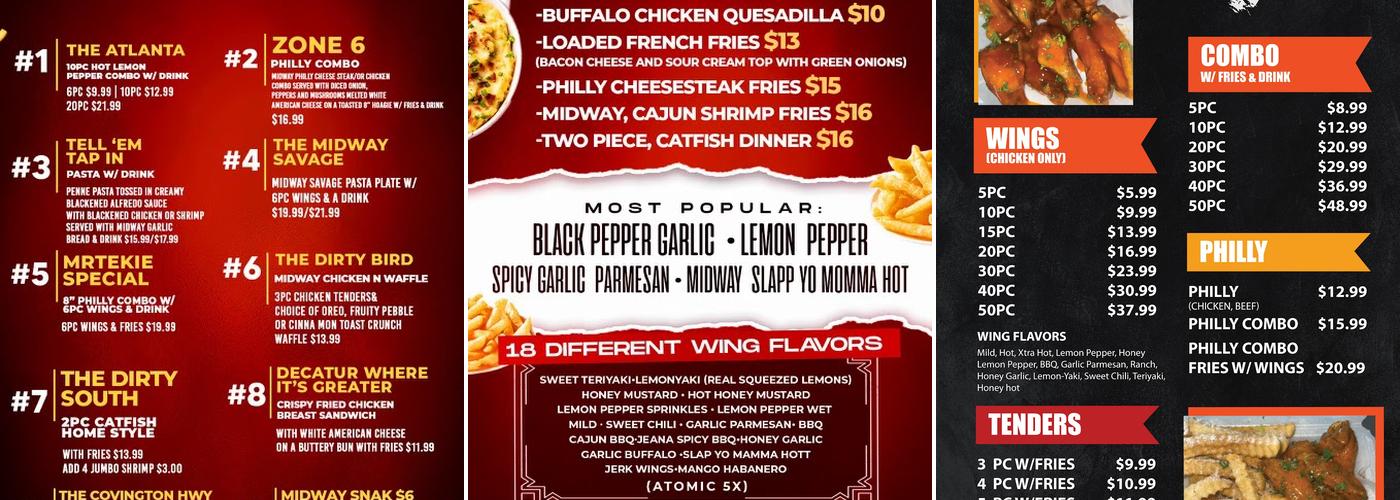 Midway Wings & More Menu