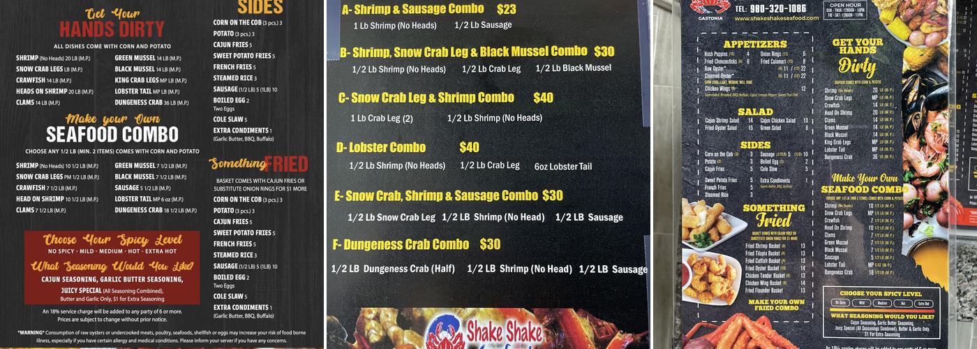 Seafood Club in Gastonia Menu