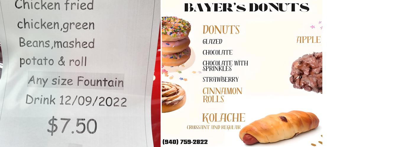 Bayers Bakery Menu