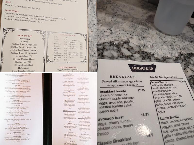 Studio Bar Menu