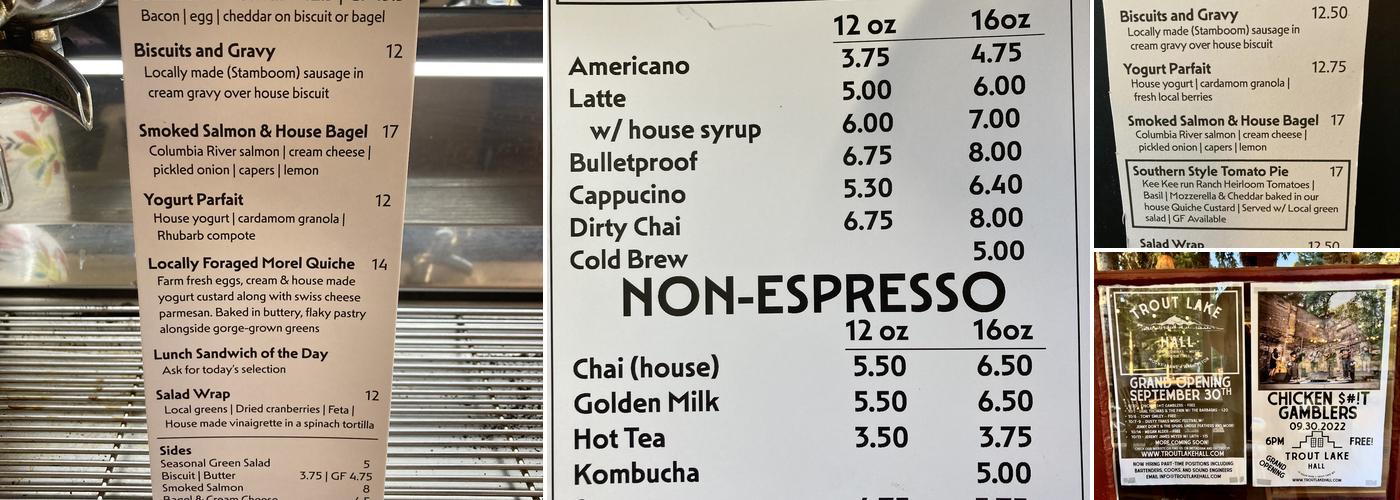 Post Office Coffee Menu