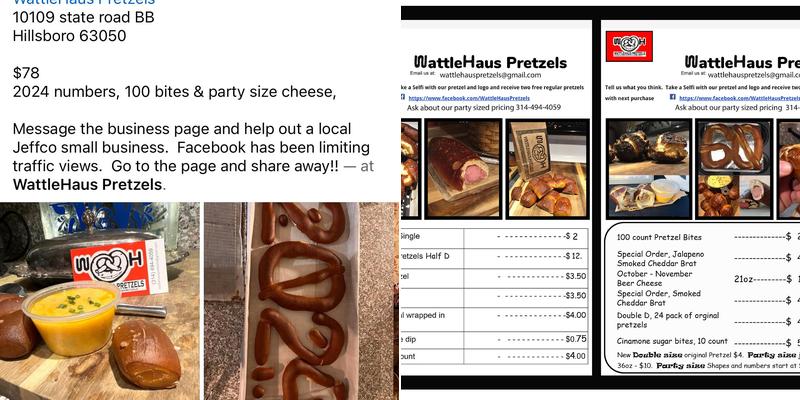 WattleHaus Pretzels Menu