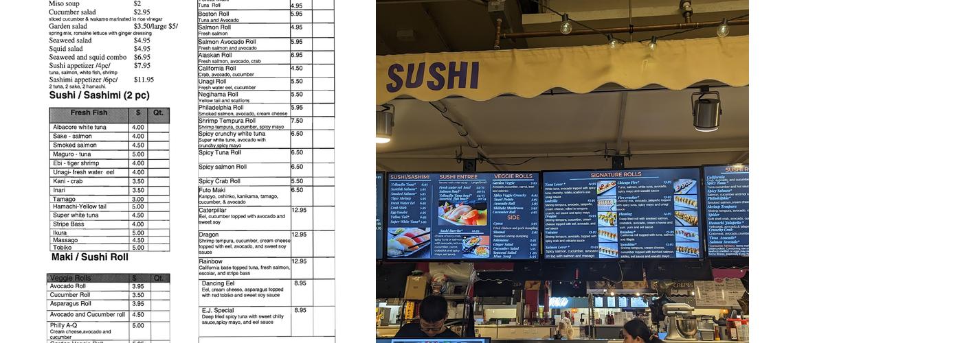 Blue spot sushi Menu