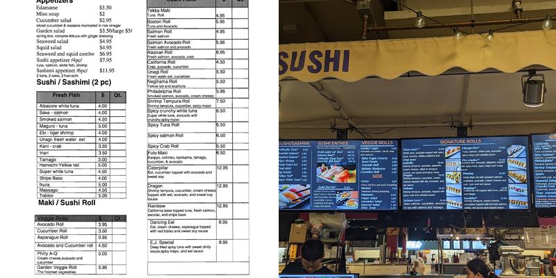 Blue spot sushi Menu