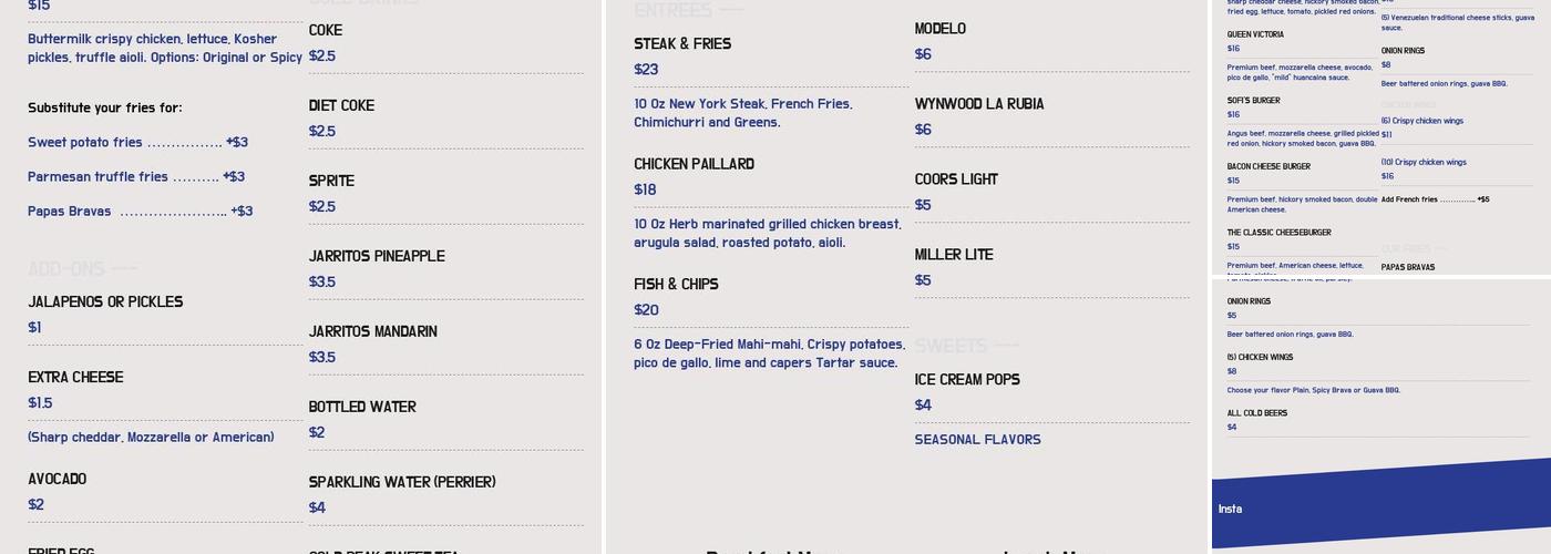 305 Degrees Burgers Bar Menu