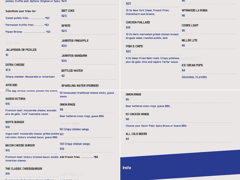 305 Degrees Burgers Bar Menu