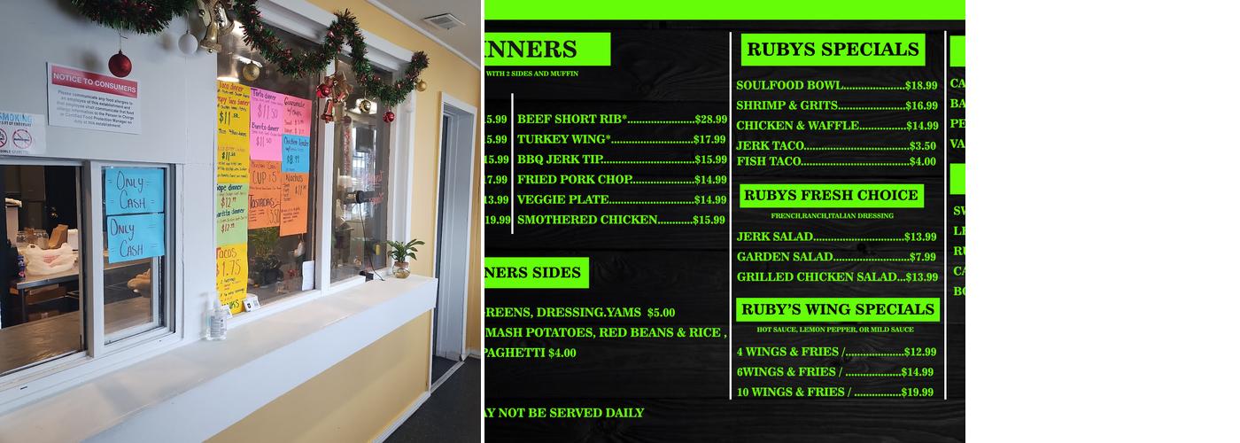 Ruby's Fish & Chicken Menu