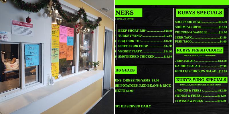 Ruby's Fish & Chicken Menu