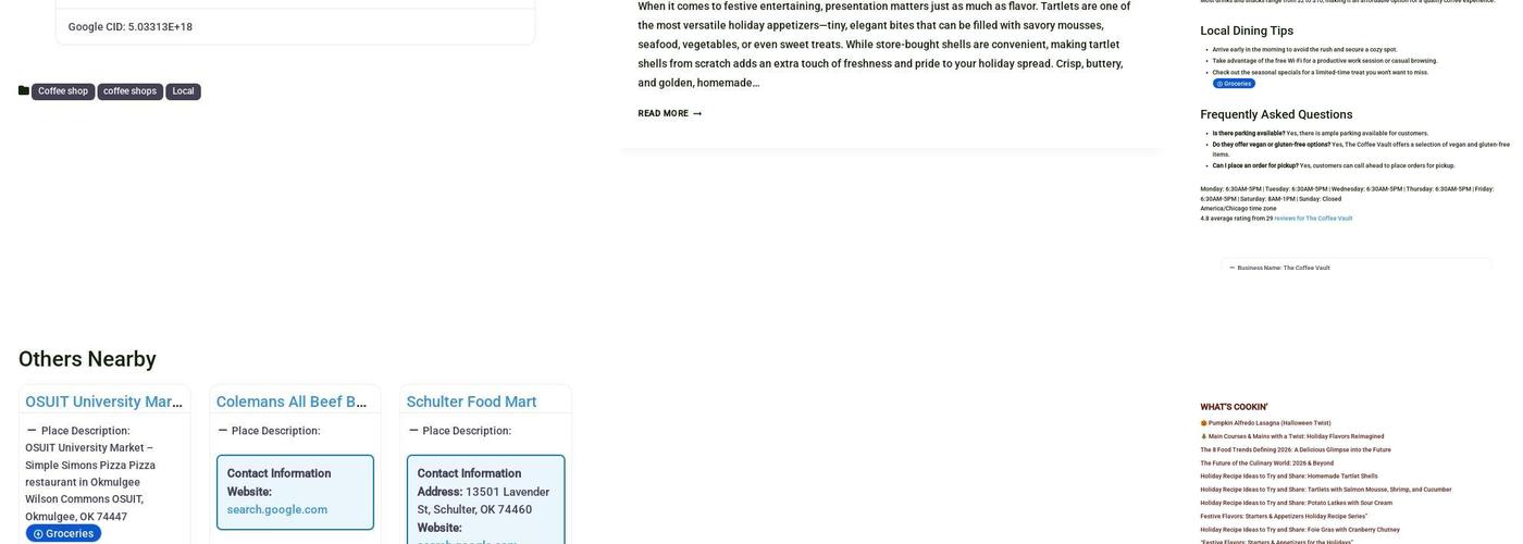 The Coffee Vault Menu