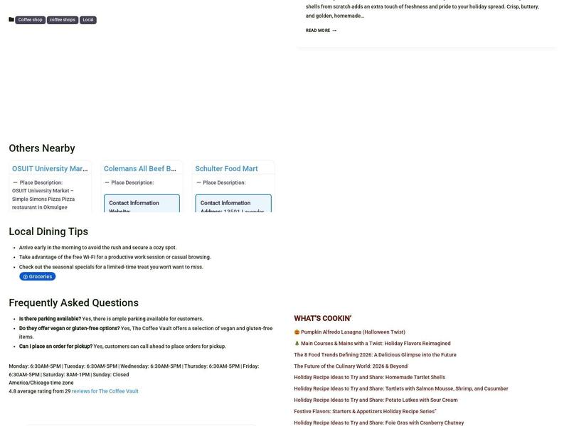 The Coffee Vault Menu
