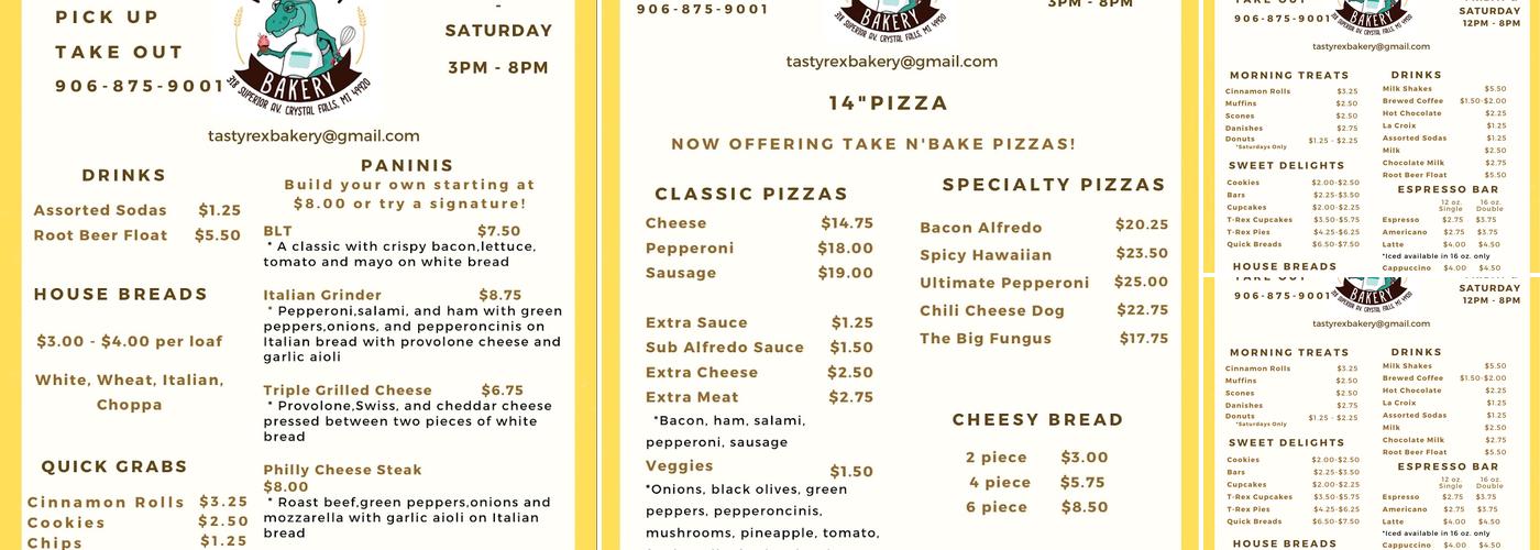 Tasty Rex Menu