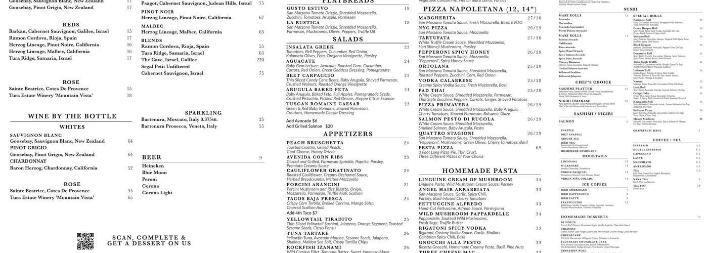 Cafe Premiata Menu